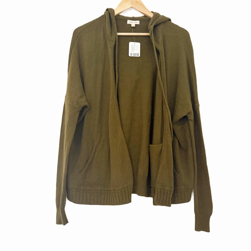 NWT Silence + Noise Olive Knit Hooded Cardigan